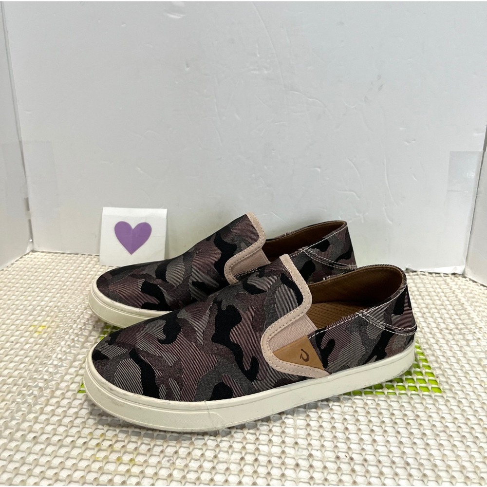 Olukai Pehuea Pa'i Mauve Camo Slip On Sneakers Women's 7.5 20360-6QKE GOOD